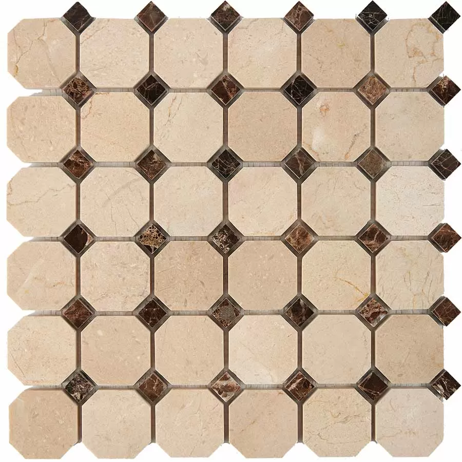 Мозаика PIX212 Cream marfil, Dark Еmperador из мрамора 48x48 305х305x8