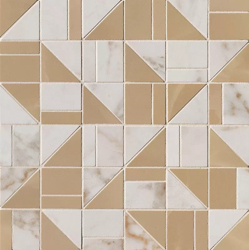Мозаика fQKM Calacatta Delicato / Onice Miele Slash Mosaico 30,5x30,5