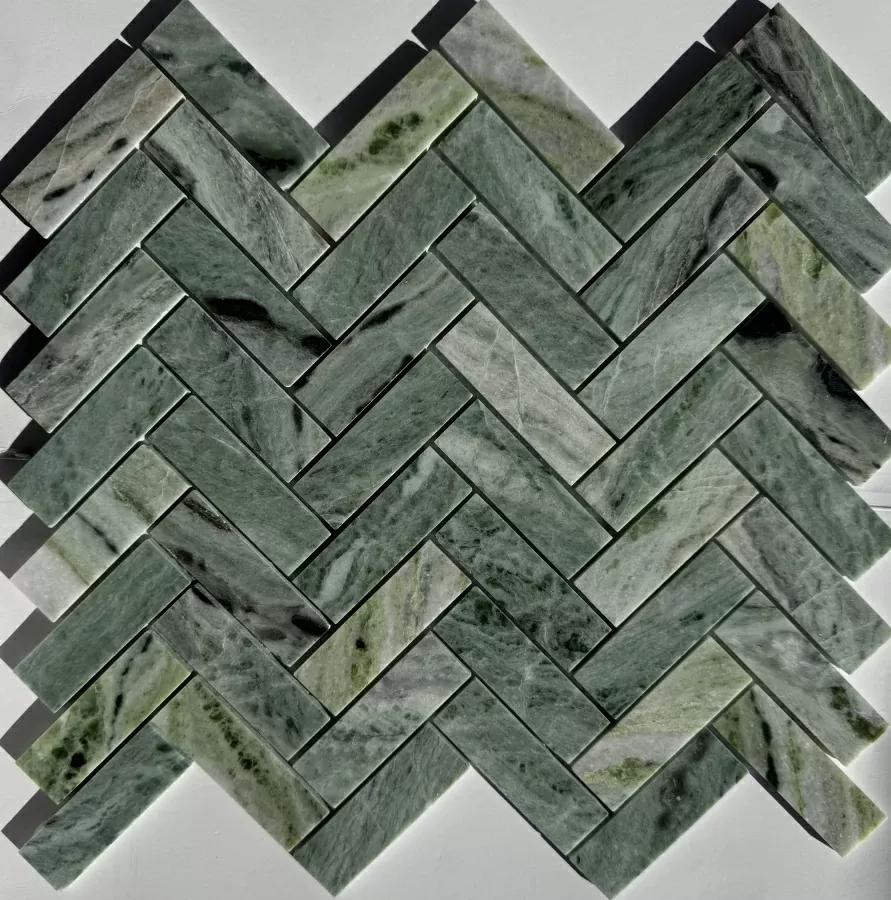 Мозаика PIX320 Jet Green полированная 23х73 317х282х6