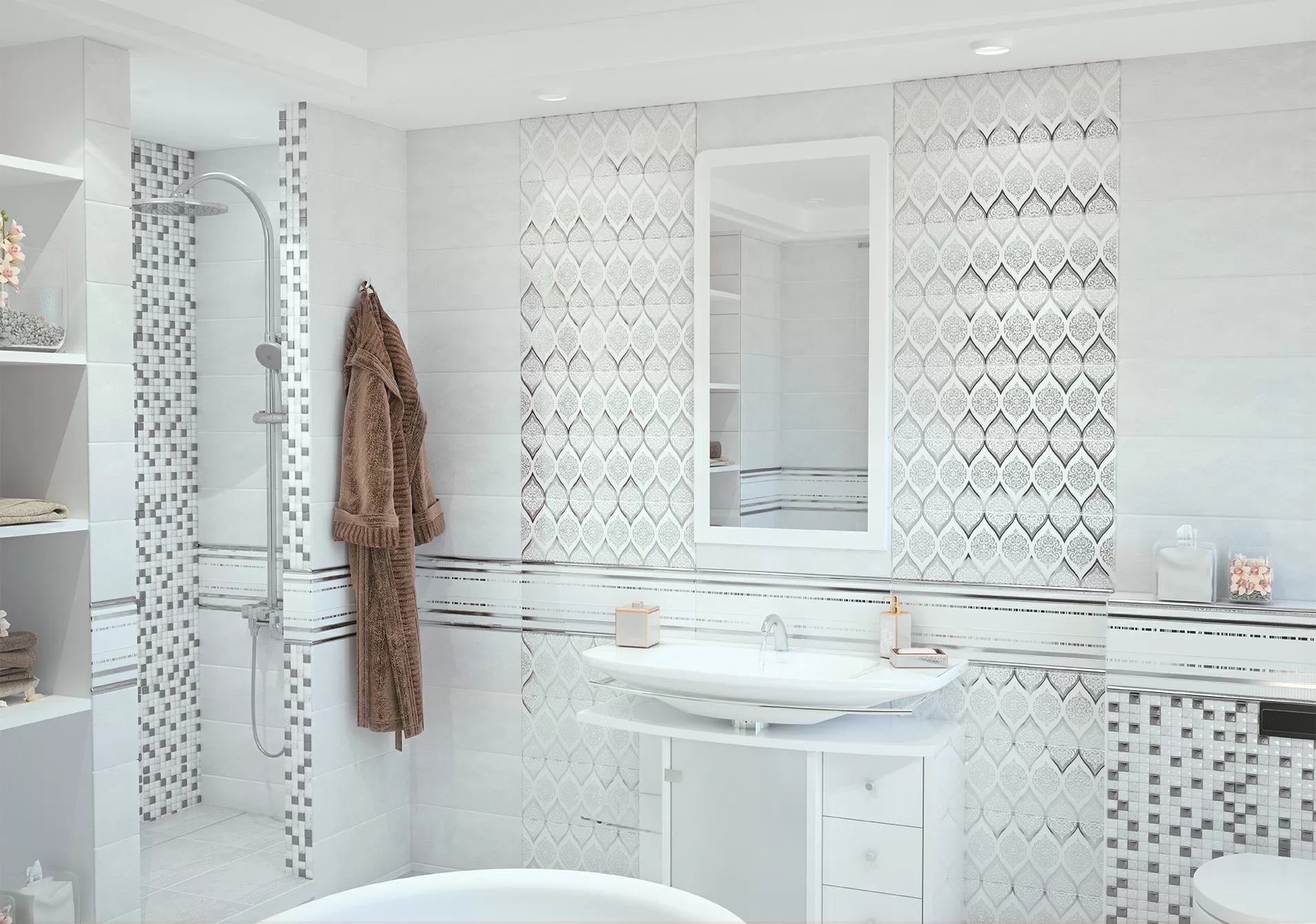 Мозаика DW7MGW00 Mosaic Glass White 30x30