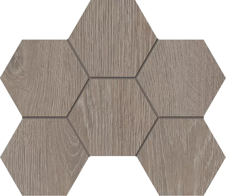 Мозаика Мозаика KW02 Kraft Wood Light Grey Hexagon структурированный 25x28,5