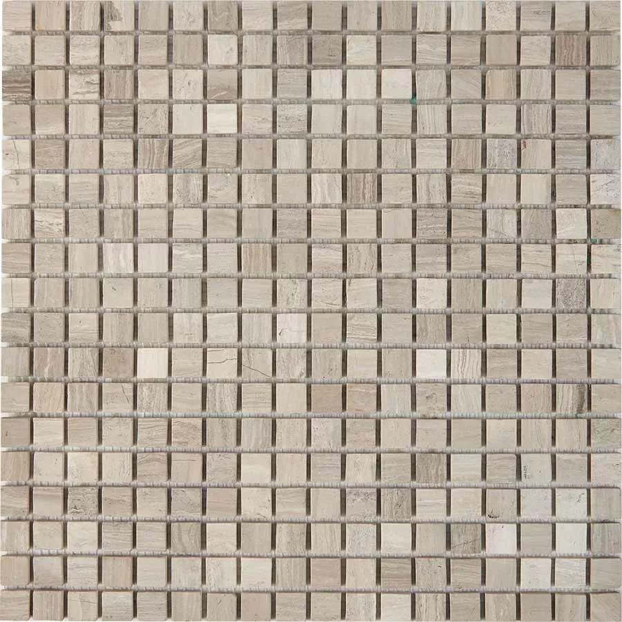 Мозаика PIX255 White Wooden из мрамора матовая 15x15 305х305x4