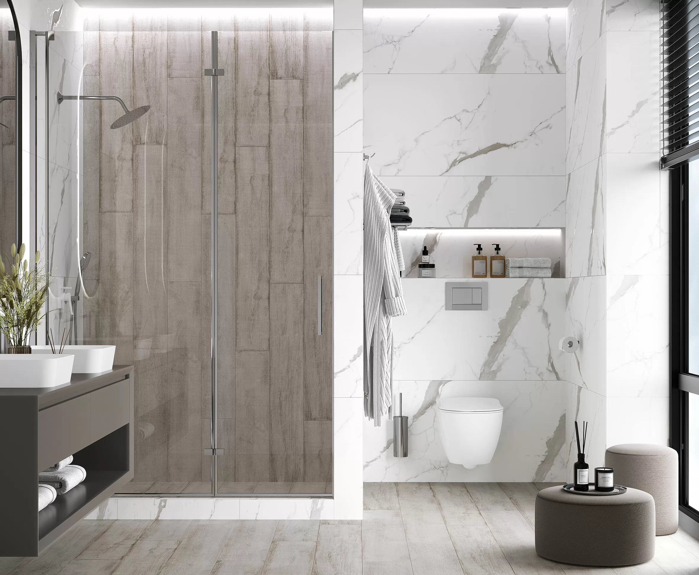 Керамогранит Venatino Grey белый Сатинированный Карвинг 60х120