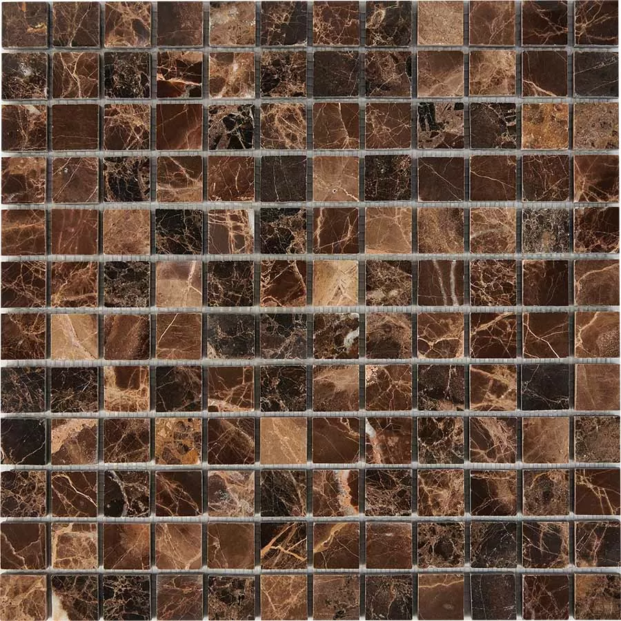 Мозаика PIX217 Dark Emperador из мрамора полированная 23x23 305х305x6