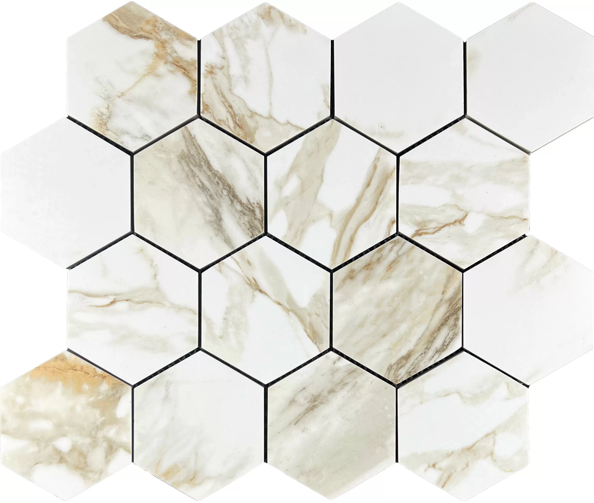 Мозаика Mosaic Calacata Paonazzo 78 Hexagone 28x33