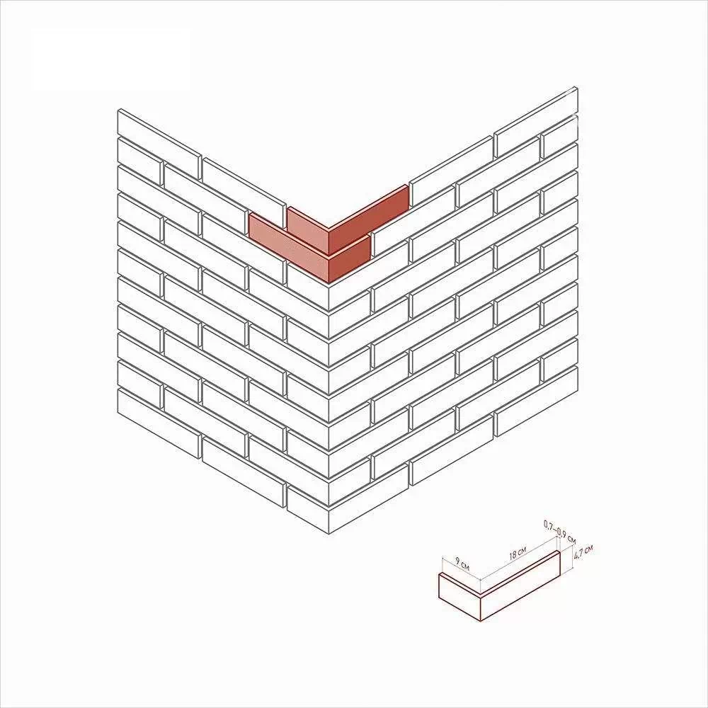 Искусственный камень 336-55 Йорк брик Design угол 8x17,5x4,7