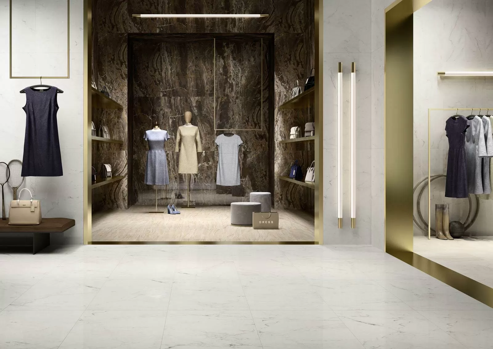 Плитка M8T5 Allmarble Wall Golden White Satin Decoro Club 40x120