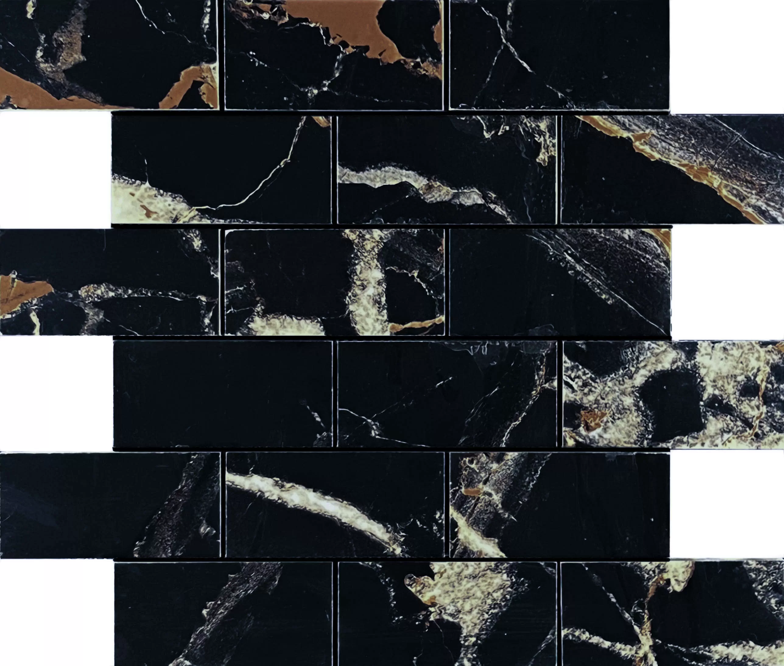 Мозаика Mosaic Alcantro Nero Brick bone 34.6x29.7