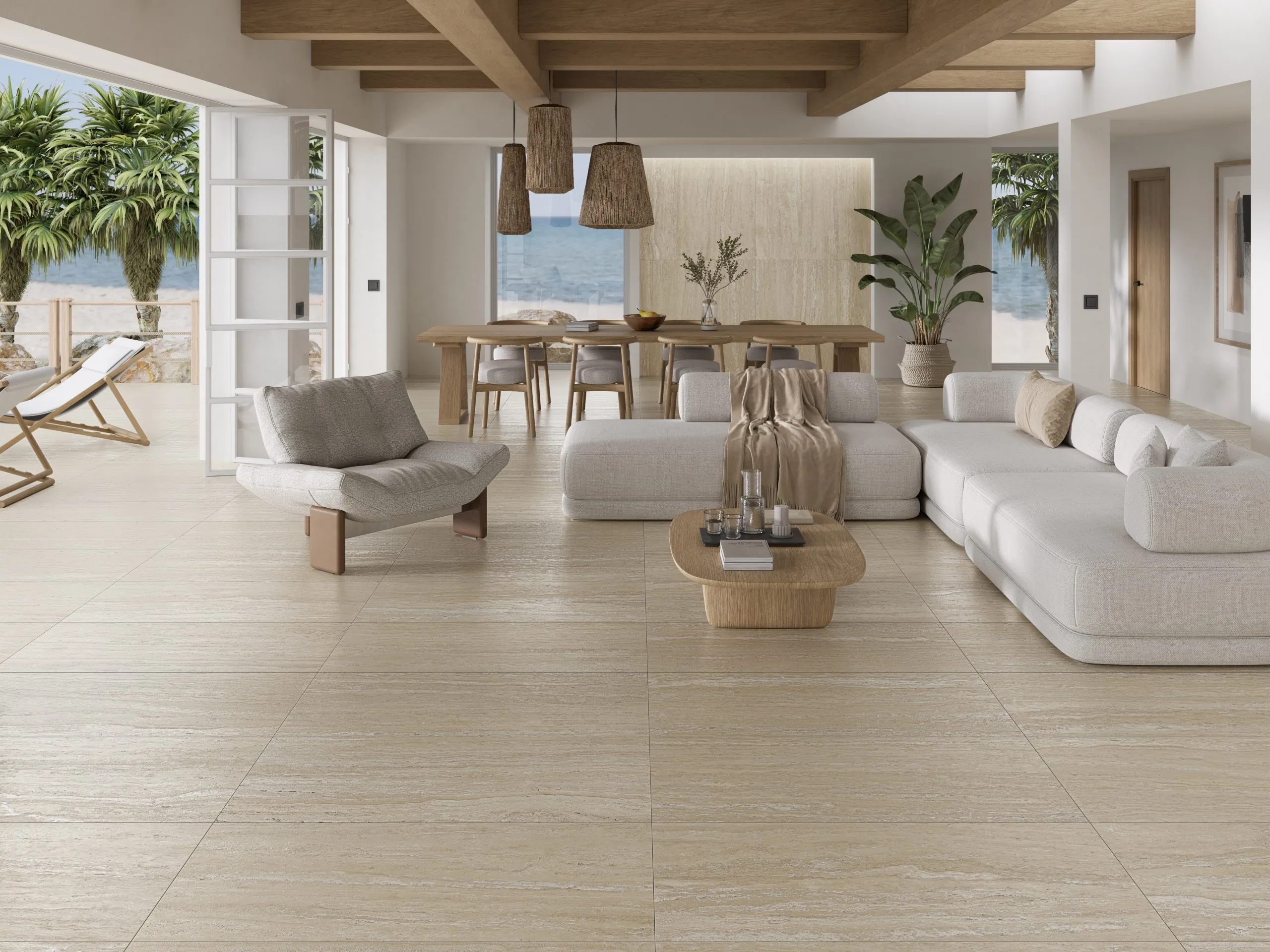 Керамогранит Travertino Beige 3D Soft 60x120