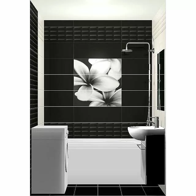Плитка O-WHM-WIU441-16 Вставка White Magic Platinum Flower 25x75