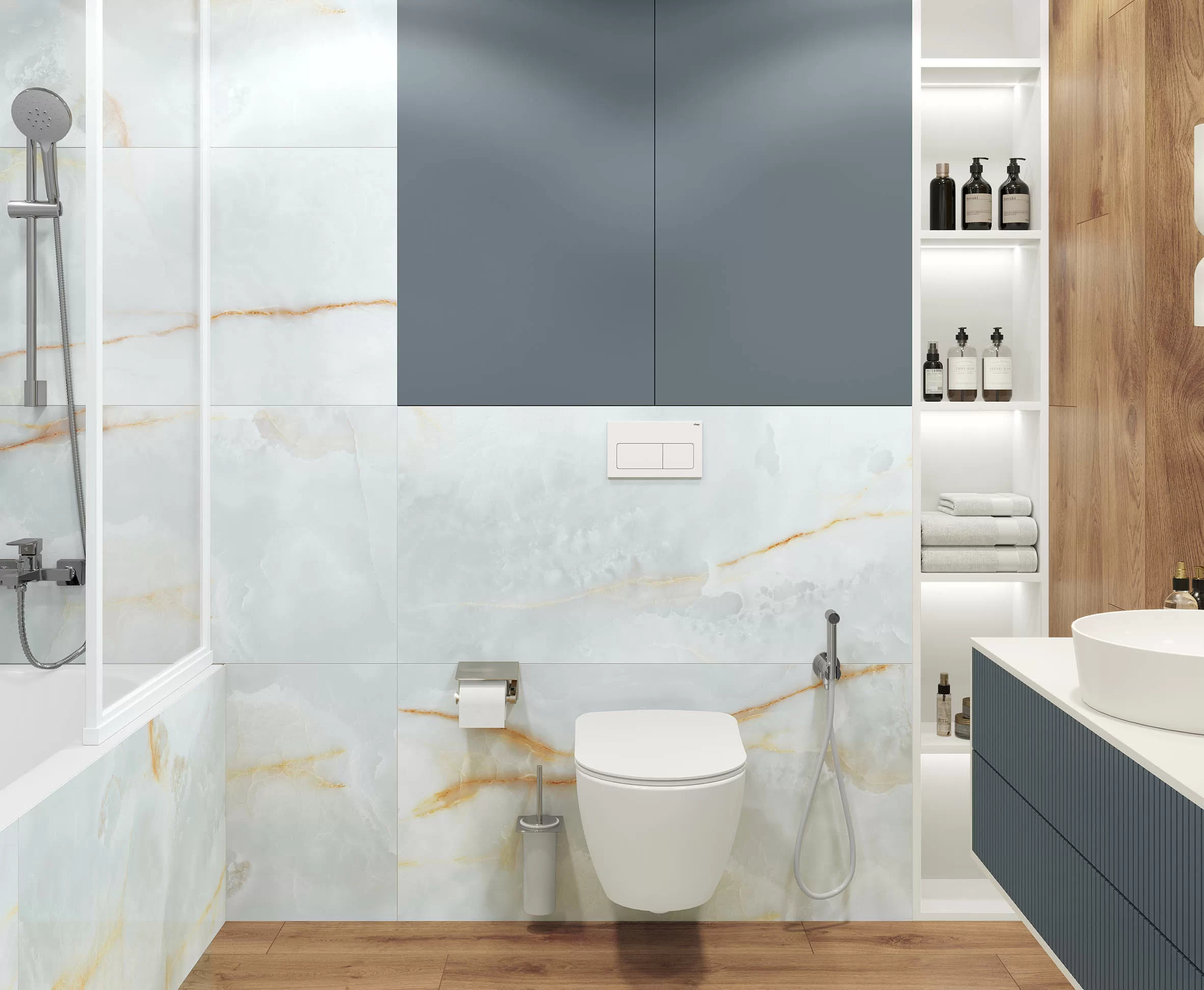 Керамогранит Onyx Dawn Sky голубой Полированный 60x120