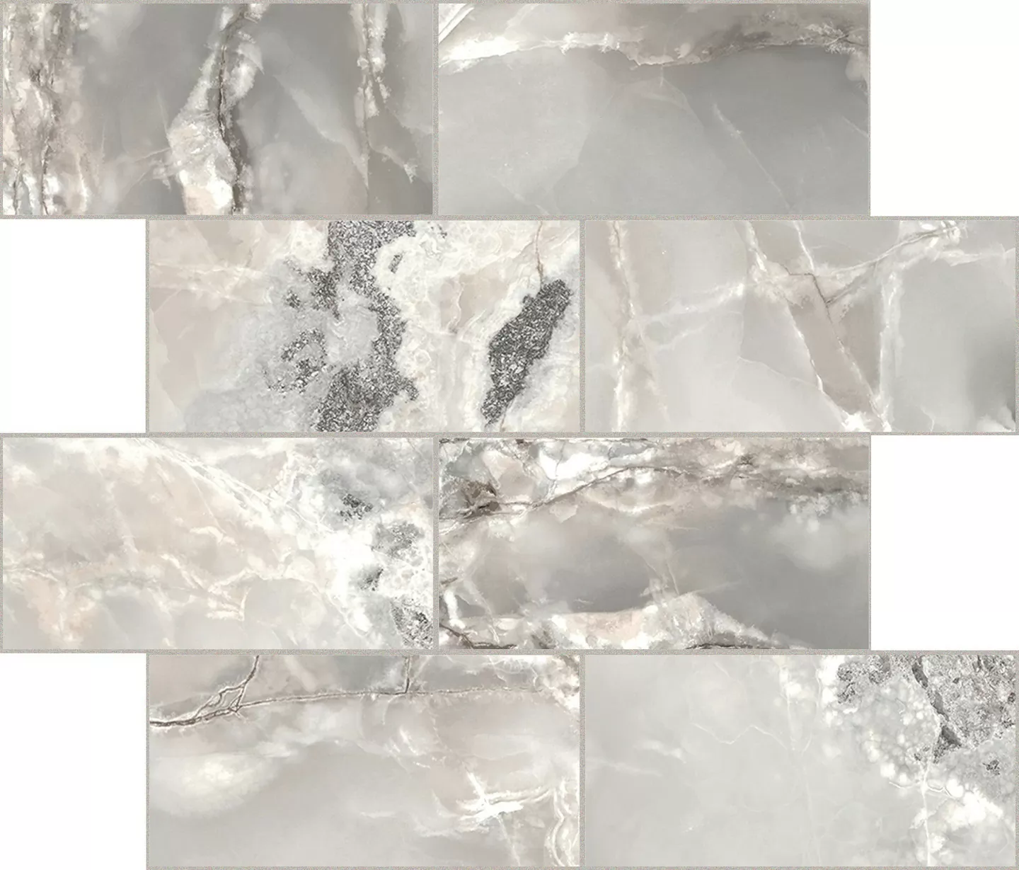 Мозаика 767710 Onyx&More Silver Blend Satin Modulo Muretto 6mm 7,5x15 30x30