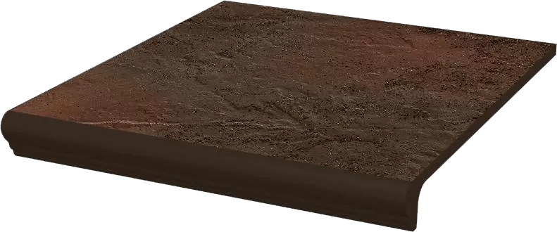 Клинкерная плитка Semir Brown ступень простая с носиком структурированная 30x33