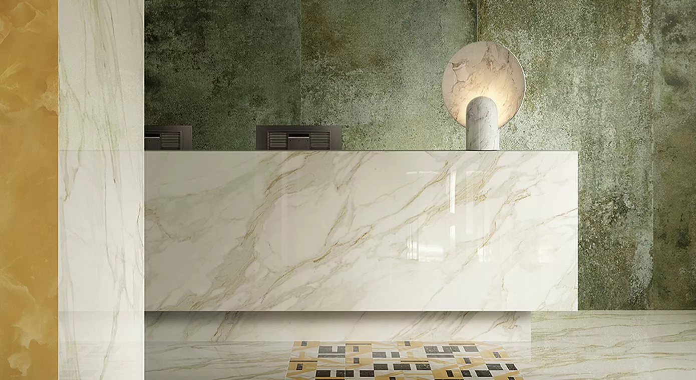Плитка fQB7 Roma Gold Calacatta Delicato Brillante 15x56