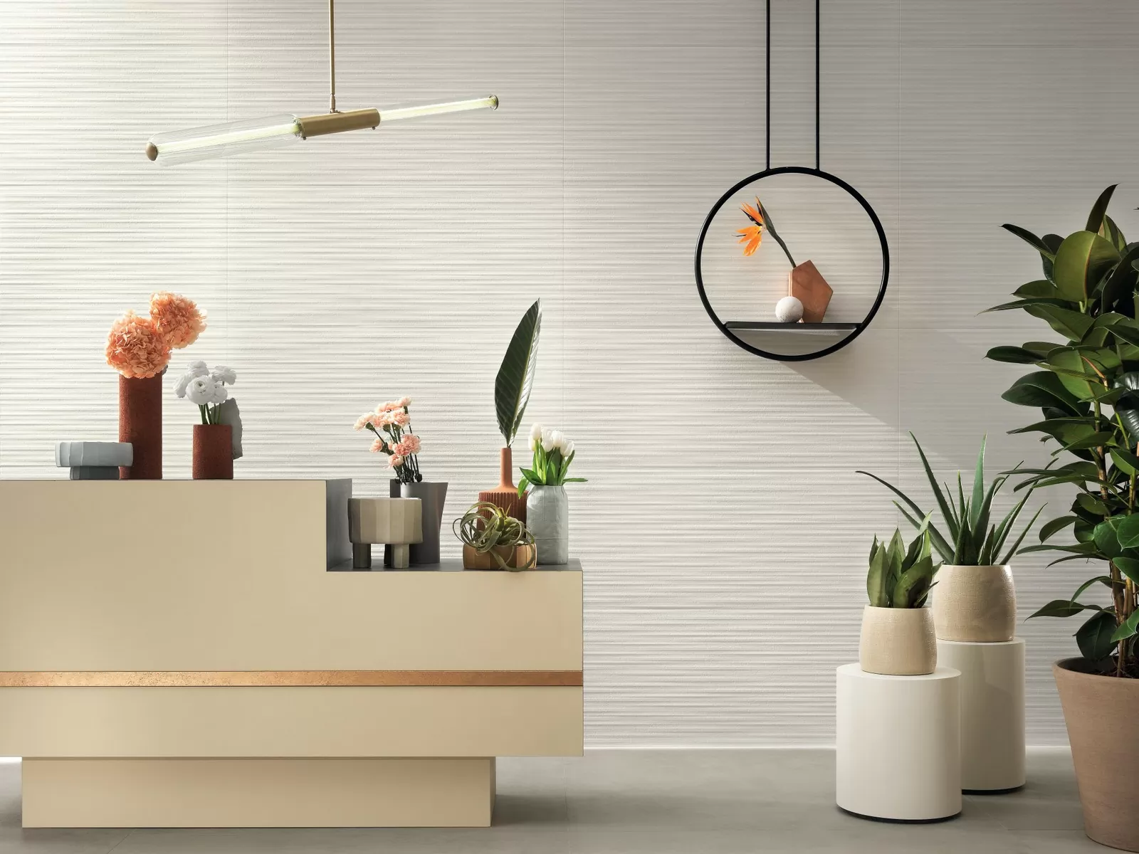Плитка AHQX 3D Wall Plaster Combed White 50x120