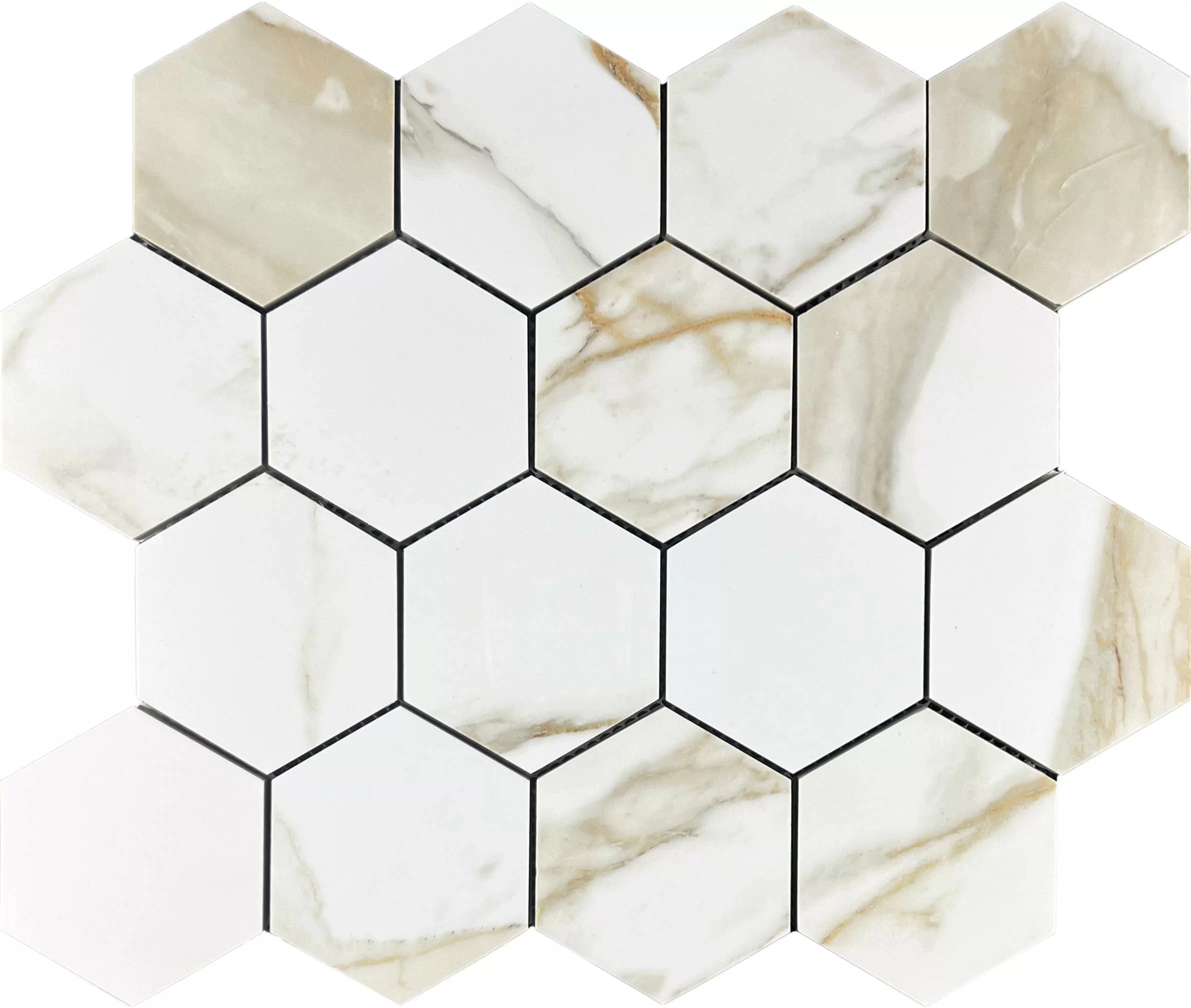 Мозаика Mosaic Calacata Paonazzo 78 Hexagone 28x33