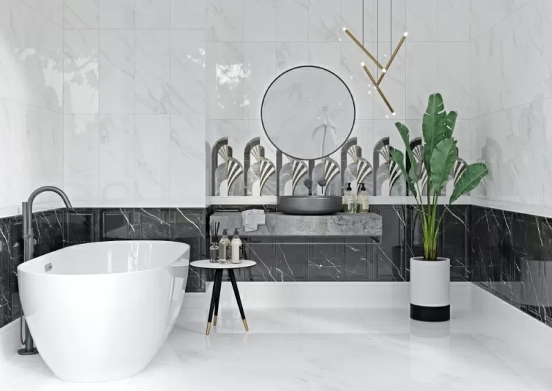 Плитка Noir white декор 25х60