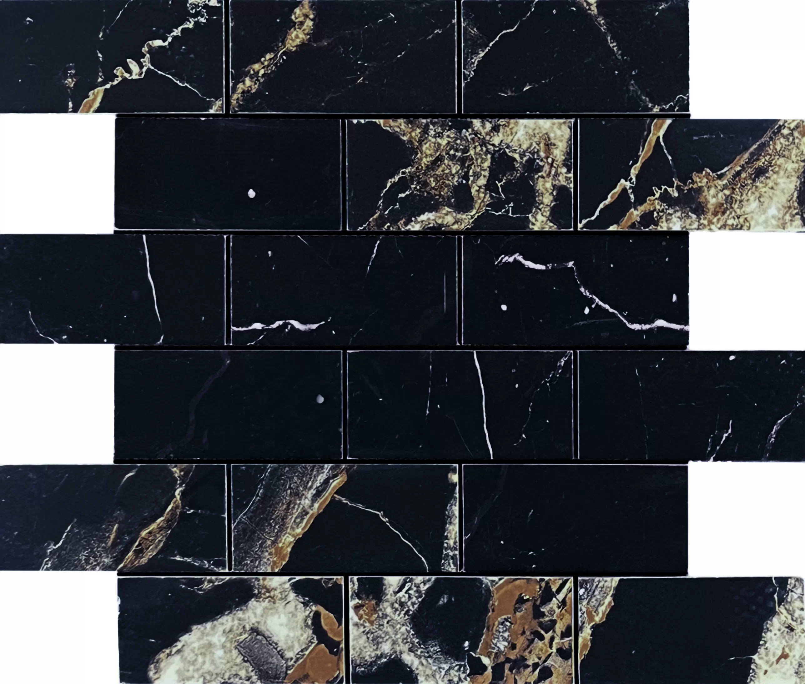 Мозаика Mosaic Alcantro Nero Brick bone 34.6x29.7