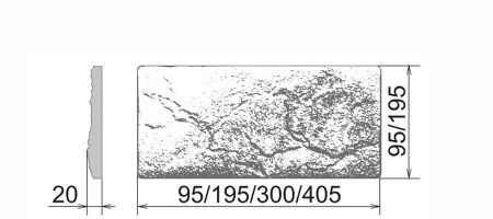 Искусственный камень Мальта 114 Плоскость 95-195-300-405х95-195х20