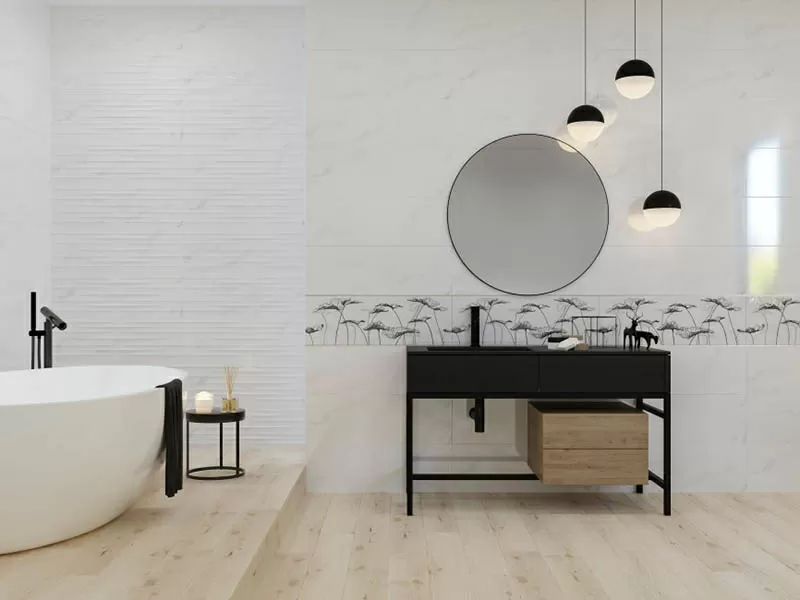 Плитка EG2U052DT Elegance цветы белый 25х75
