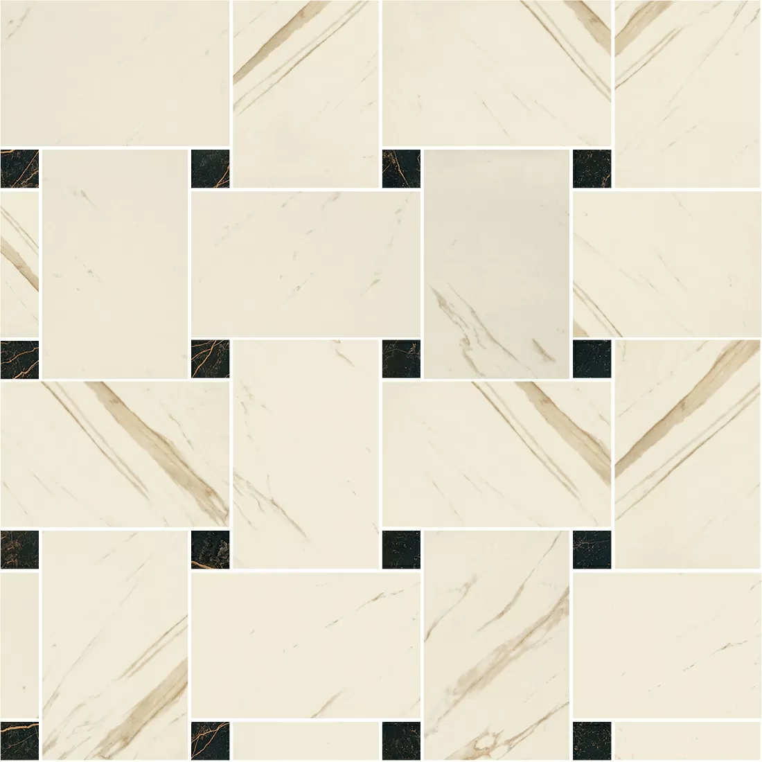 Керамогранит 240531 MARBLE MOSAICS INTRECCIO BIAN-NERO 29,1x29,1