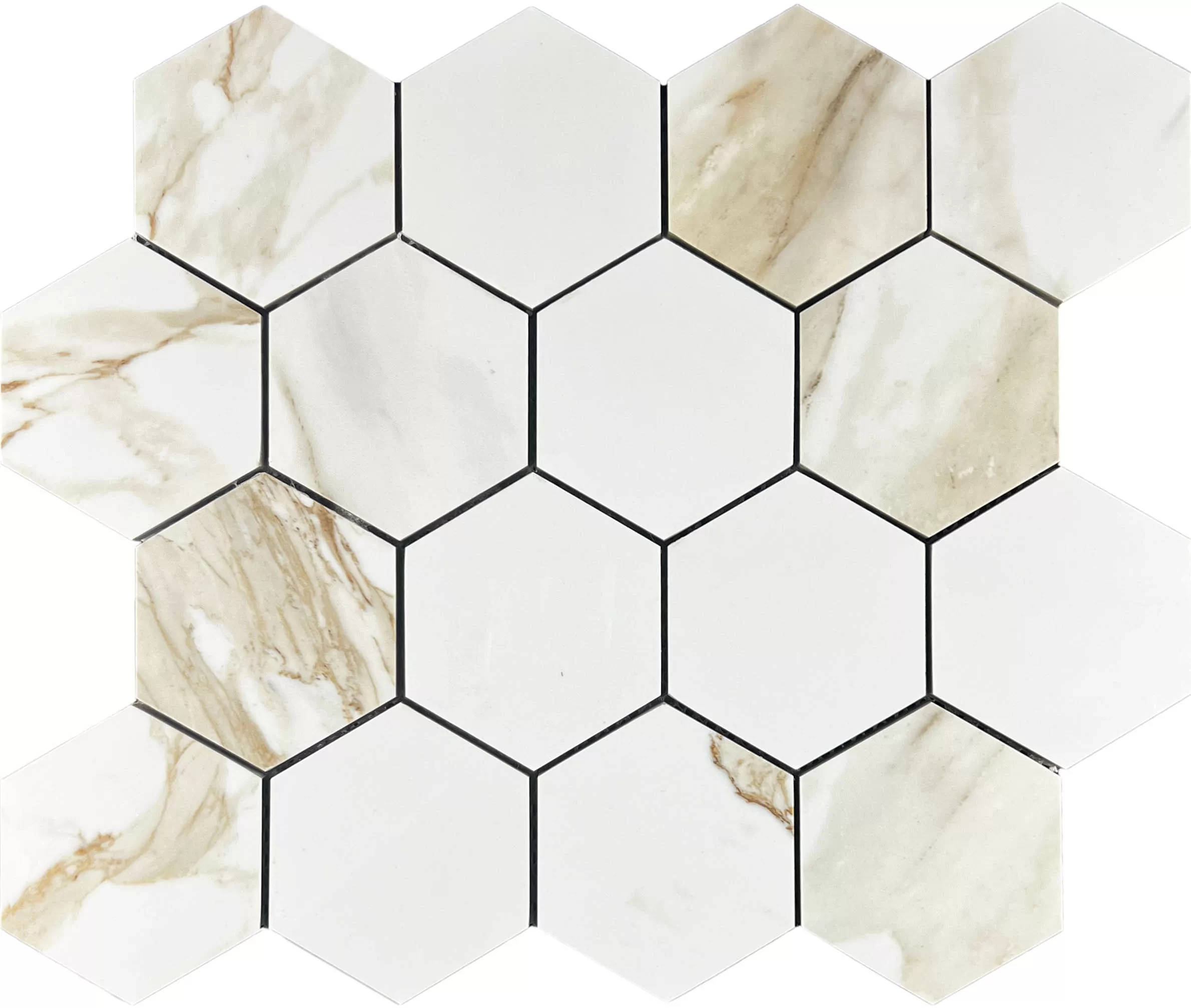 Мозаика Mosaic Calacata Paonazzo 78 Hexagone 28x33