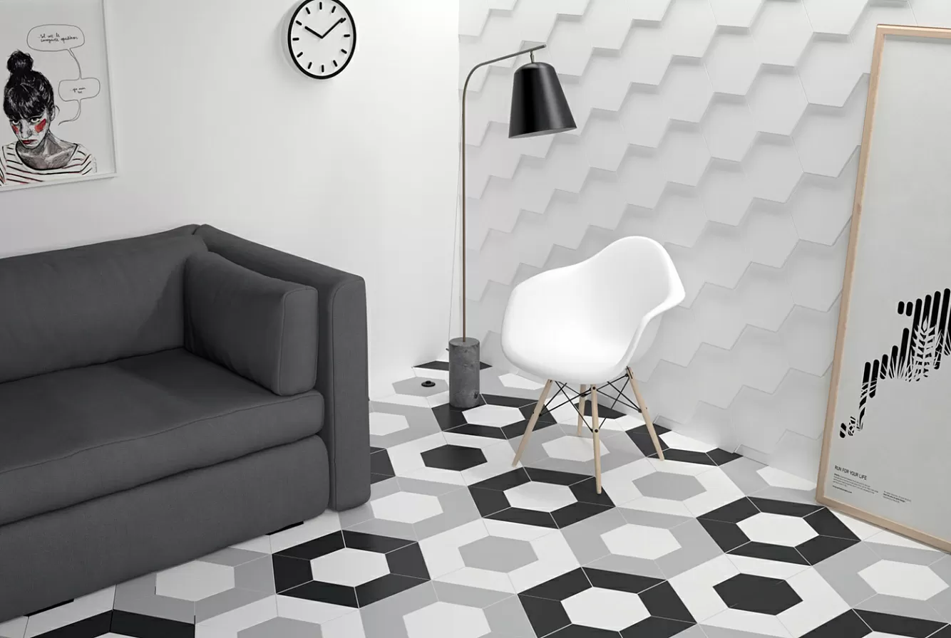 Керамогранит 113838 HEXA FLOOR R9 ASH GREY MATT 20x23