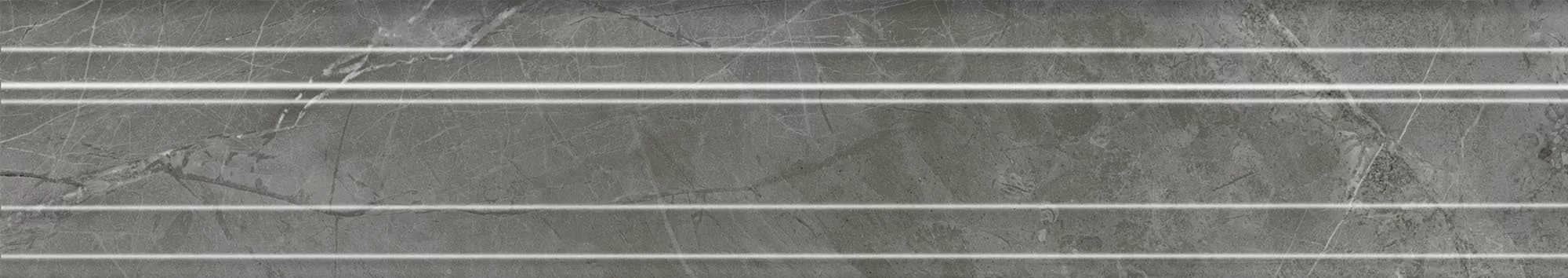Плитка BLF026R Бордюр Багет Риальто серый тёмный глянцевый обрезной 40x7,3x2,7