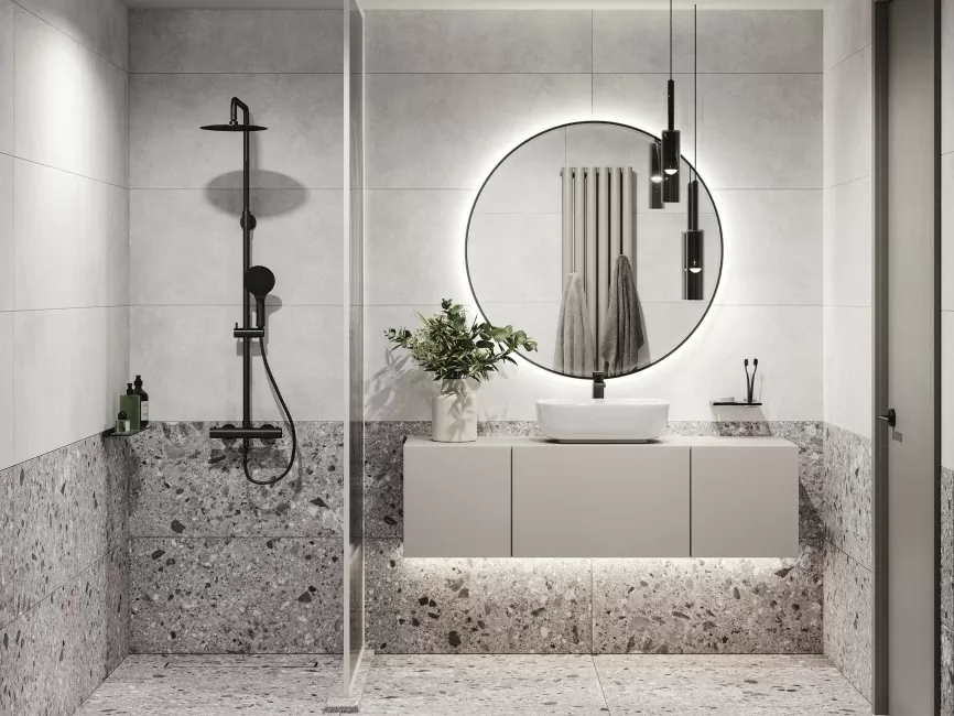 Керамогранит 16891 Calm многоцветный ректификат 44,8x89,8