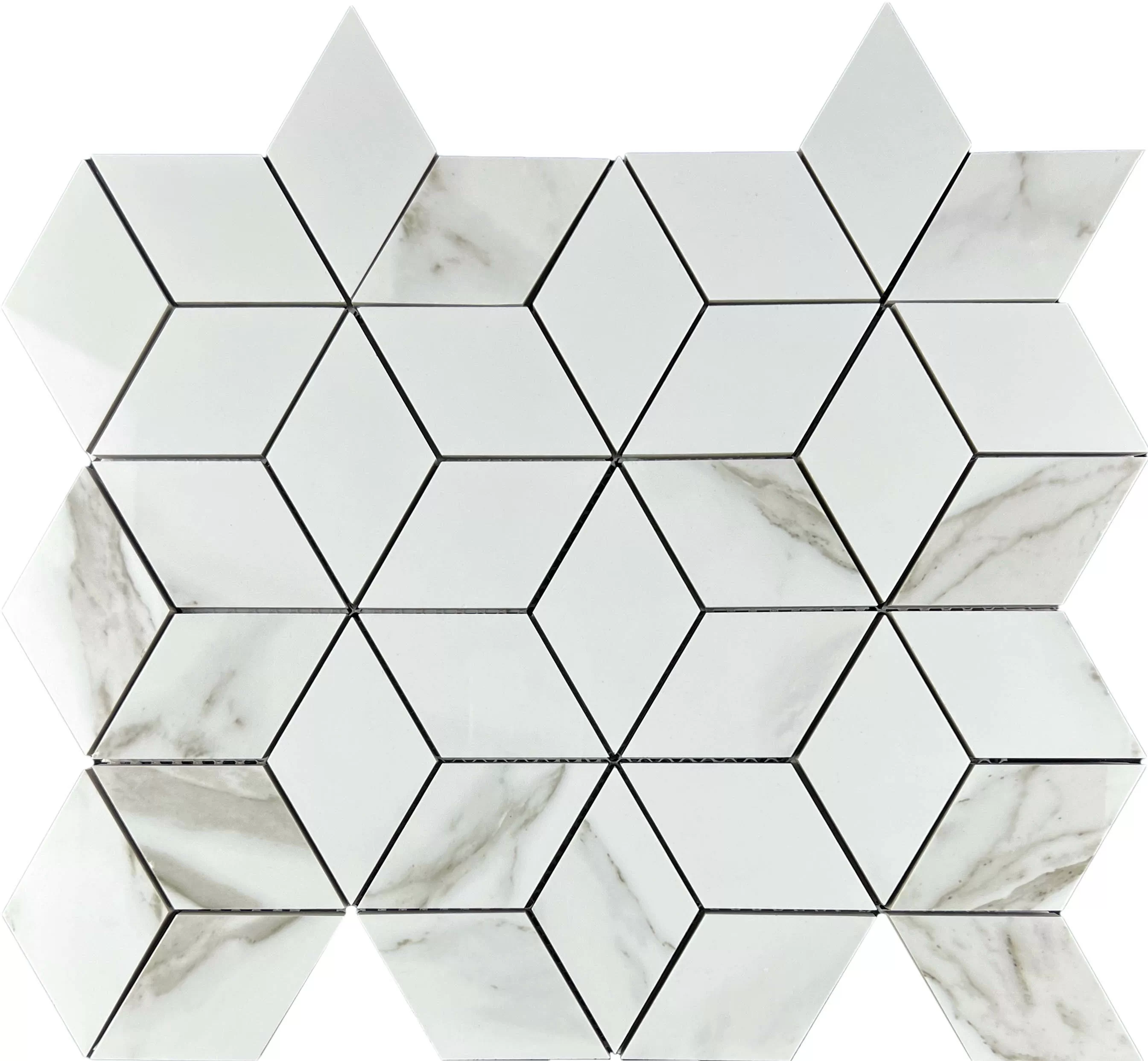 Мозаика Mosaic Statuario Eva 3d diamond 37.1x34.7