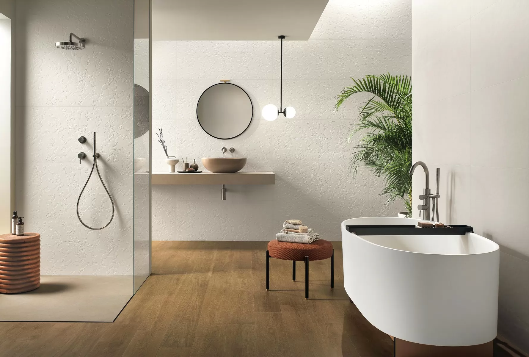 Плитка AHQX 3D Wall Plaster Combed White 50x120