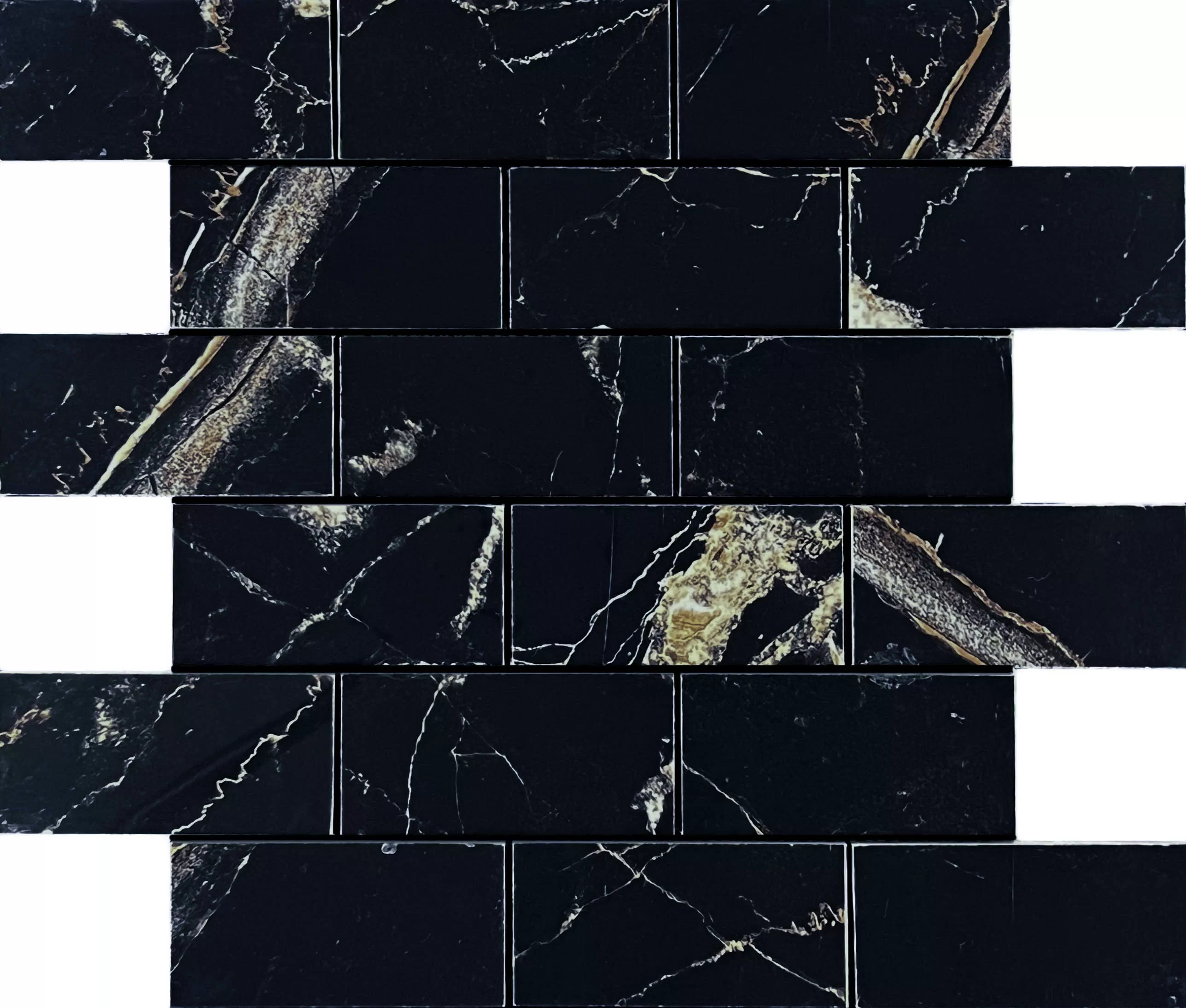 Мозаика Mosaic Alcantro Nero Brick bone 34.6x29.7