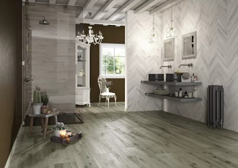 Керамогранит СП887 J86592 Woodie Chevron Brown 7.5x40.7