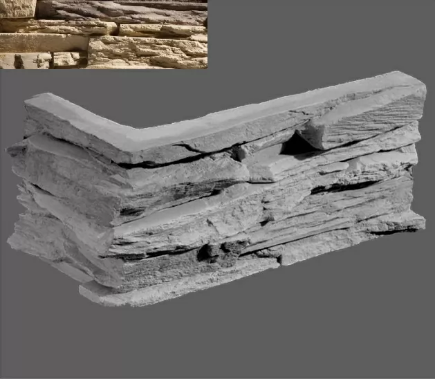 Искусственный камень Угловой элемент Перуджа 874 20/10x10x3,5