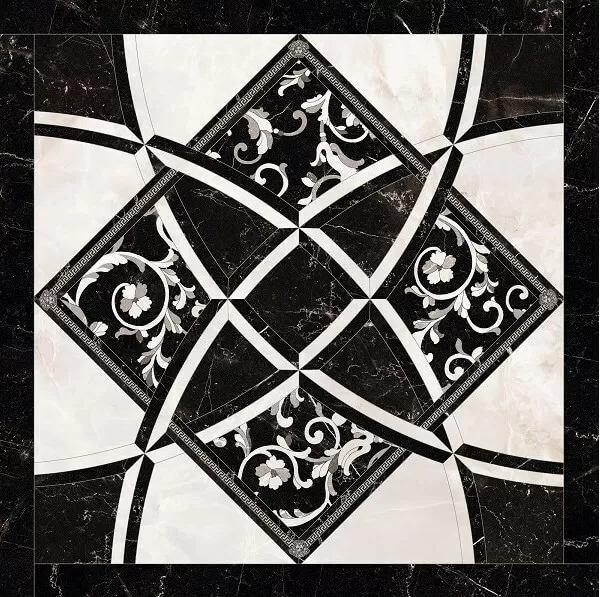 Керамогранит 262534 Intarsio Bianco/Nero 78x78