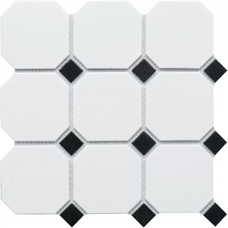 Мозаика Octagon big White/Black Matt (CLA006) 30х30