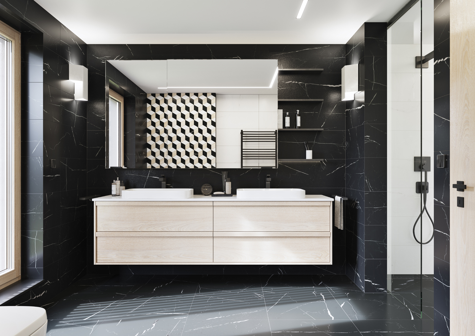 Плитка WARV5333 FLASH black matt 30x90
