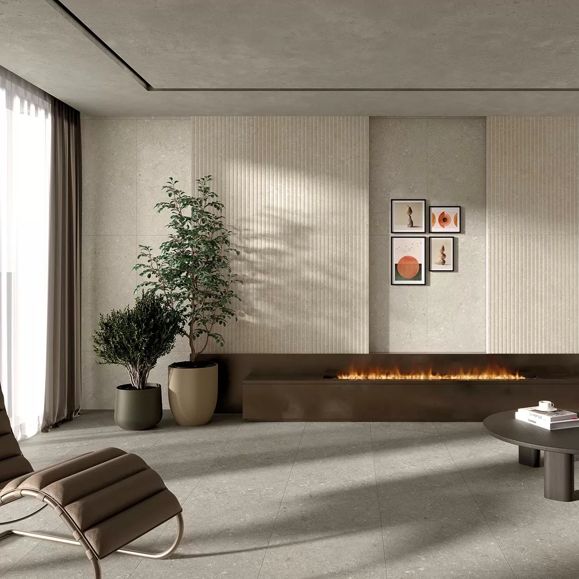 Керамогранит 005505 Shellstone Bianco Rigat-One 3D 60x120