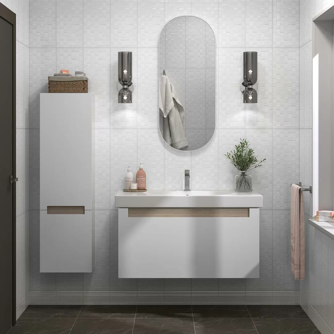 Плитка 60167 Бьянка белый матовый мозаика 20x60x0.9